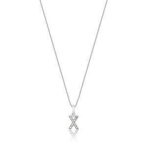 Pingente Letra X com Diamante em Ouro Branco 18k