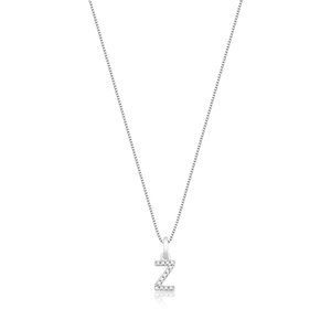 Pingente Letra Z com Diamante em Ouro Branco 18k