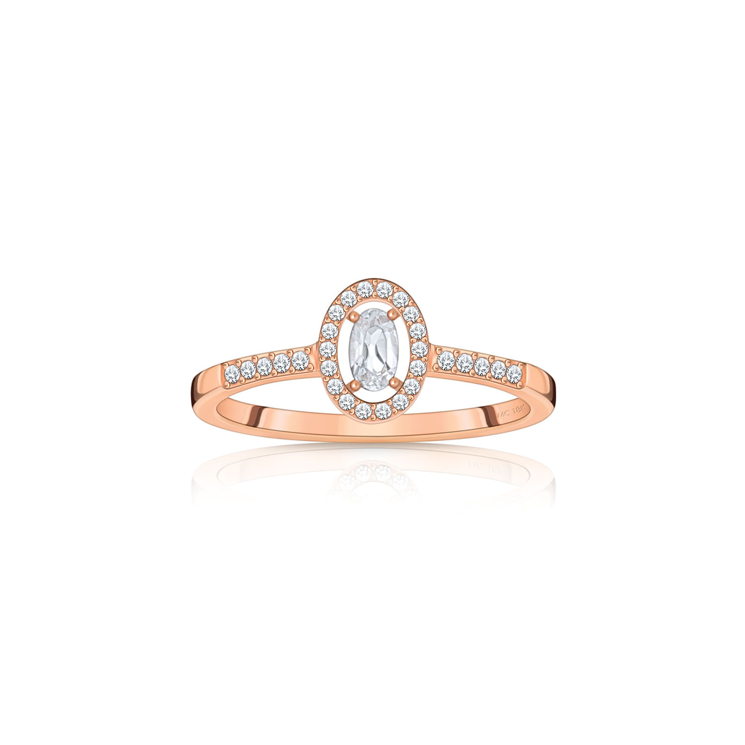 Anel com Topázio Incolor em Prata 925 com Banho de Ouro Rosé 18k