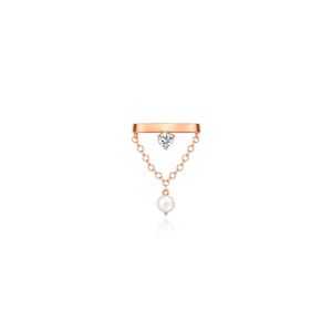 Piercing em Ouro Rosé com Pérola, Topázio Incolor