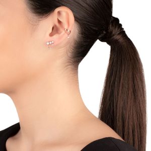 Piercing em Ouro Rosé com Pérola, Topázio Incolor