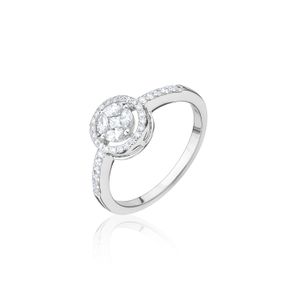 Anel Solitário com 35 Pontos de Diamantes em Ouro Branco 18k