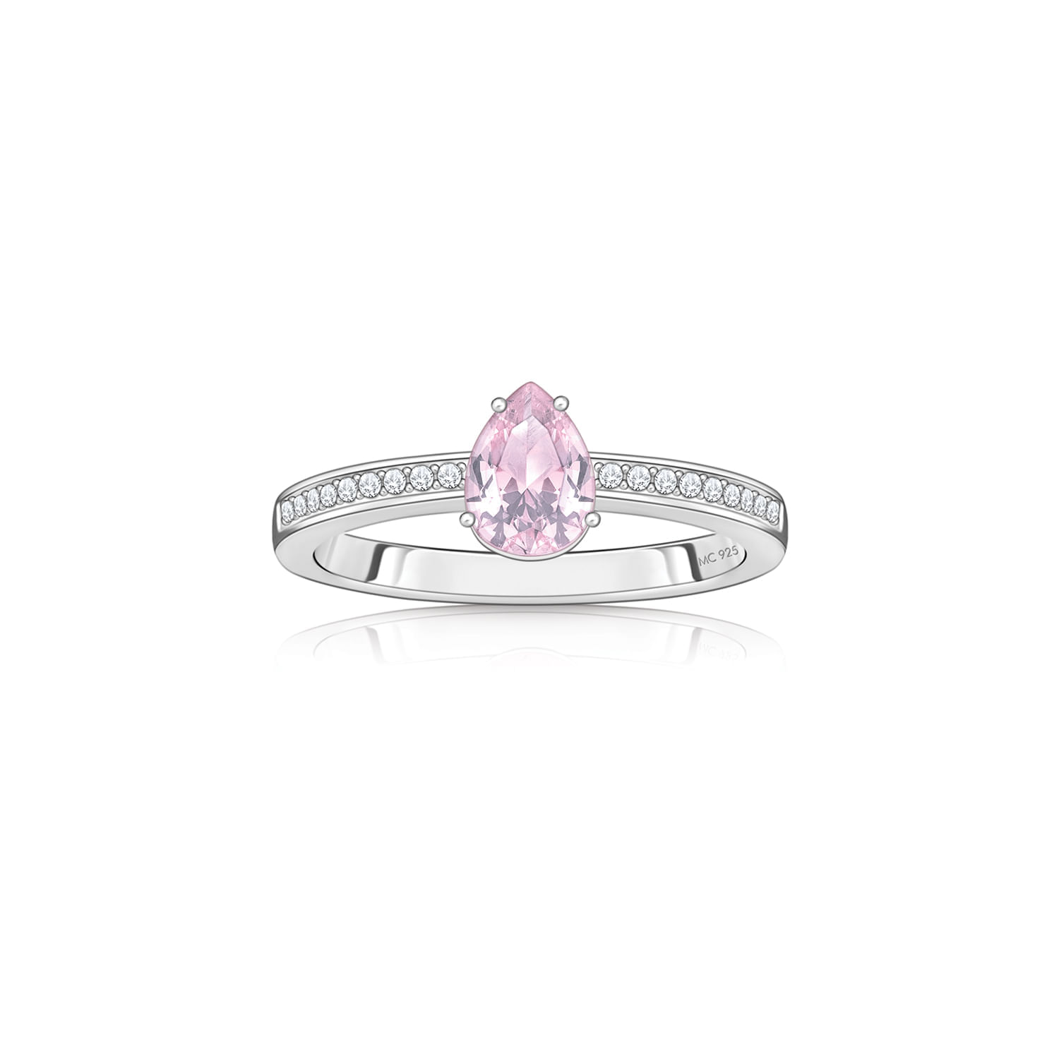 Anel com Quartzo Rosa e Safira em Prata 925