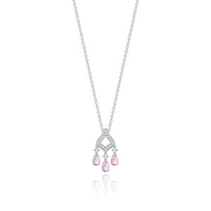 Colar com Quartzo Rosa e Safira em Prata 925
