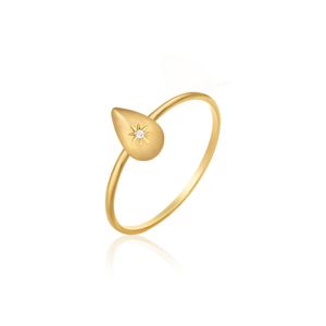 Anel Gota em Ouro Amarelo com Diamante