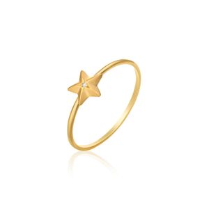 Anel Estrela em Ouro Amarelo com Diamante