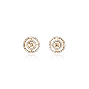 Brinco Círculos com Diamante em Ouro Amarelo 18k