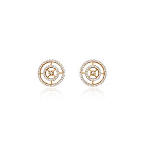 Brinco Círculos com Diamante em Ouro Amarelo 18k