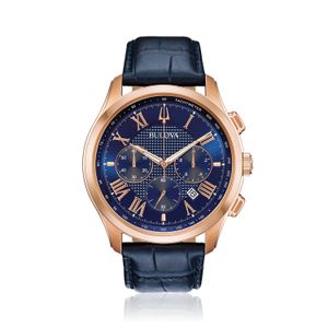 Relógio Bulova Masculino em Couro Azul 97B170N