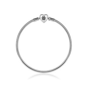 Pulseira Rígida Em Prata 925 Com Fecho Coração - 23 cm