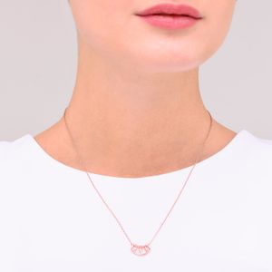 Colar Triângulos com Topázio em Prata 925 com Banho Ouro Rosé 18k