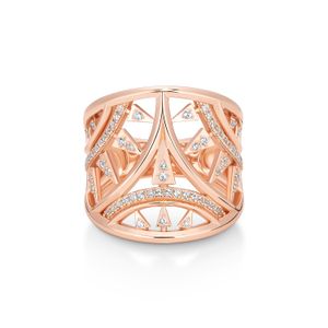 Anel Triângulos com Topázio em Prata 925 com Banho Ouro Rosé 18k