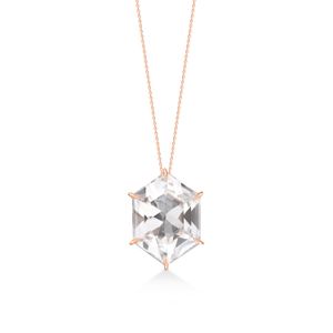 Pingente Hexagonal com Quartzo Murion em Ouro Rosé 18k