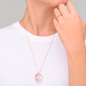 Pingente Hexagonal com Quartzo Murion em Ouro Rosé 18k