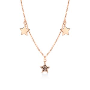 Colar Estrelas Cravejado com Espinélio em Prata 925 com Banho de Ouro Rosé