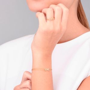 Anel Love Cravejado em Prata 925 com Banho de Ouro Amarelo 18k