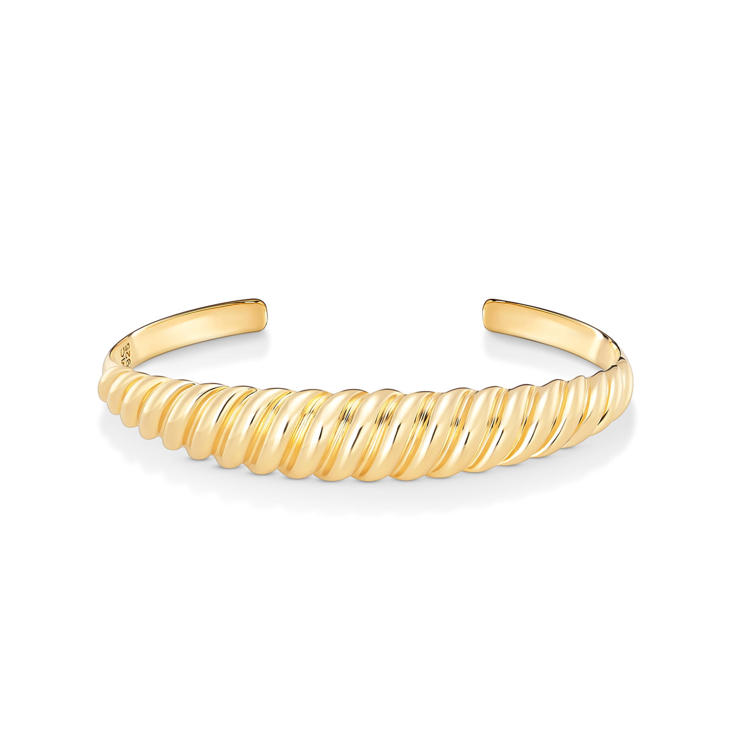 Pulseira Rígida Ondulada em Prata 925 com Banho de Ouro 18k - 18cm