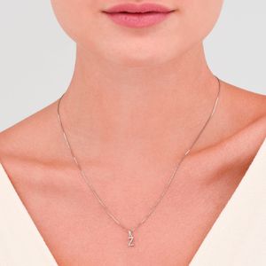 Pingente Letra Z com Diamante em Ouro Branco 18k