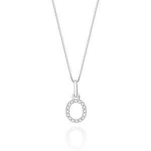 Pingente Letra O com Diamante em Ouro Branco 18k
