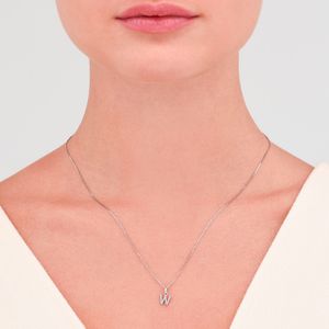 Pingente Letra W com Diamante em Ouro Branco 18k