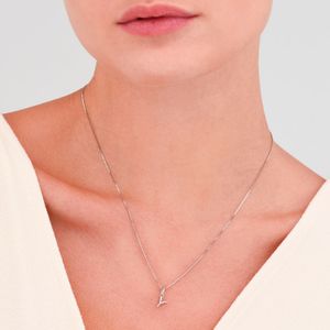 Pingente Letra Y com Diamante em Ouro Branco 18k