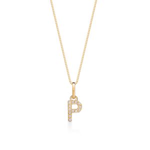 Pingente Letra P com Diamante em Ouro Amarelo 18k