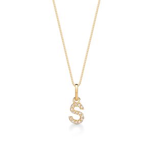 Pingente Letra S com Diamante em Ouro Amarelo 18k