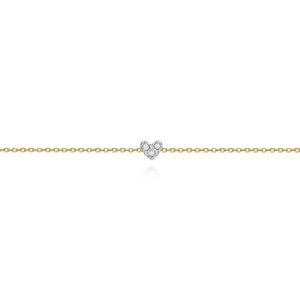 Pulseira Coração com Diamante em Ouro Amarelo 18k -  18 cm