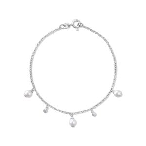 Pulseira Com Pérolas e Topázio em Prata 925 - 18 cm