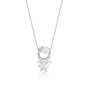 Pingente Menina com Diamante em Ouro Branco 18k