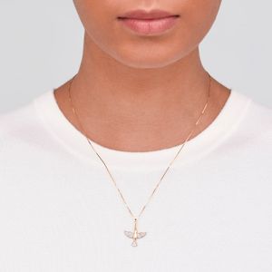 Pingente Espírito Santo com 9 Pontos de Diamantes em Ouro Amarelo 18k