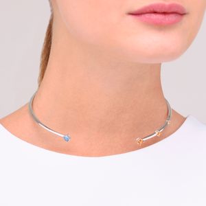 Colar Rígido com Citrino e Topázio Azul em Prata 925