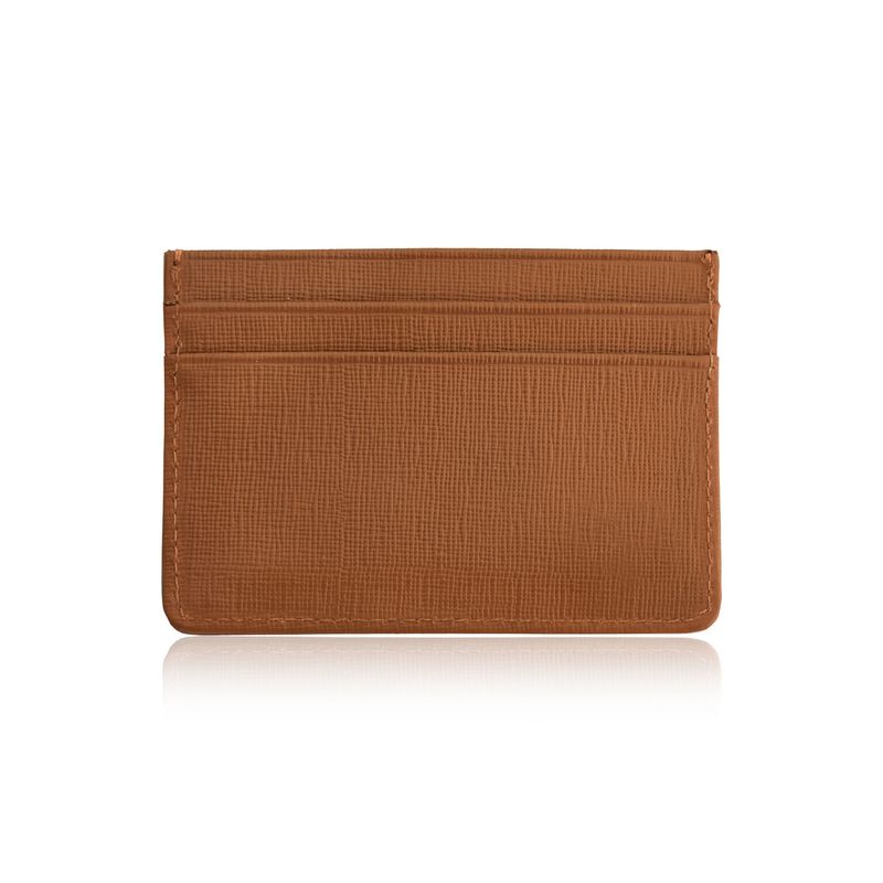 Carteira feminina marrom com textura croco, com três compartimentos na parte superior.