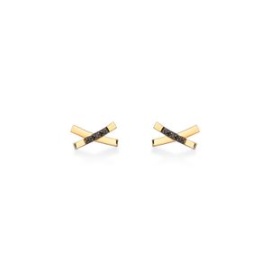 Brinco Cruzado com Espinélio em Prata 925 com Banho de Ouro Amarelo 18k