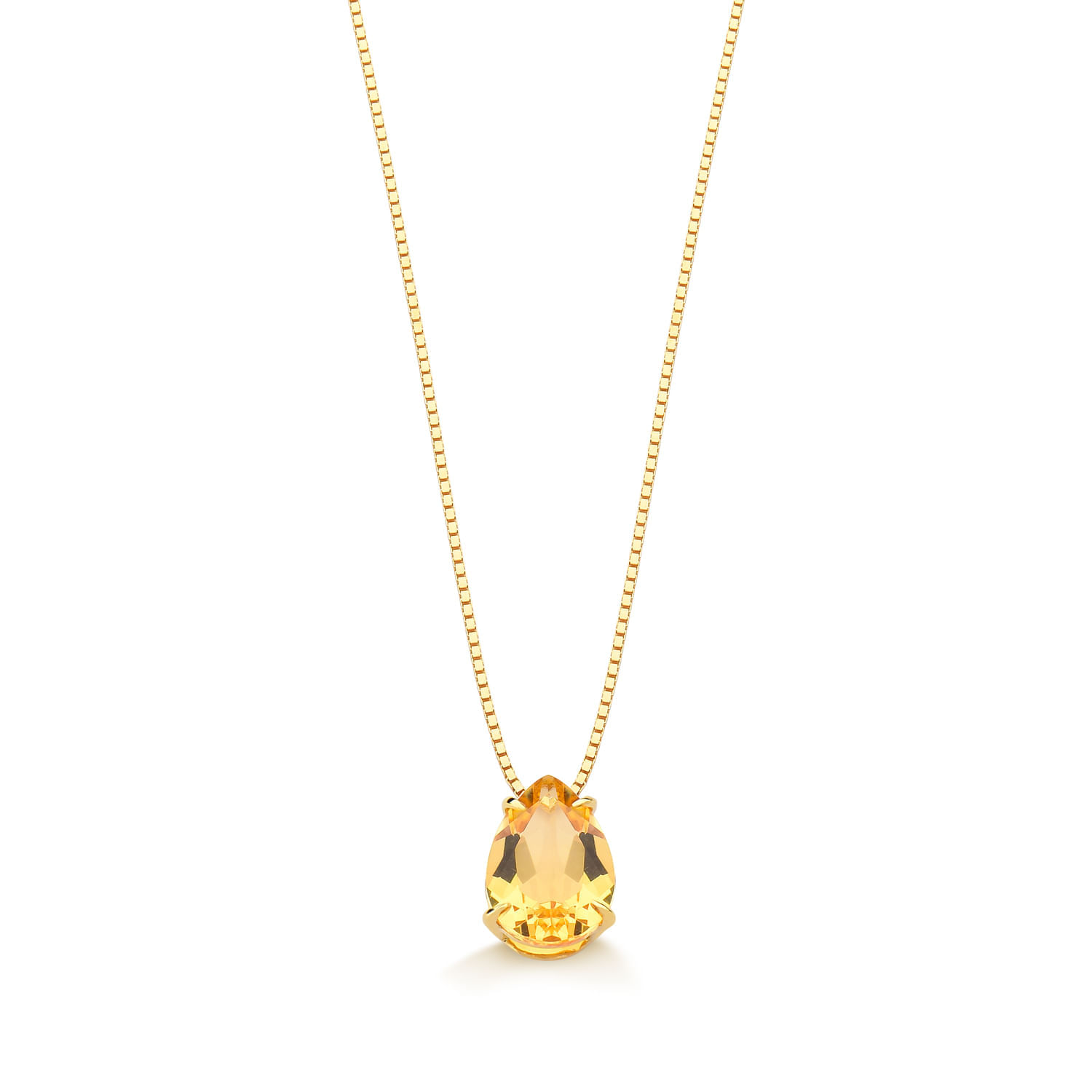 Colar com pingente de pedra amarela em ouro.
