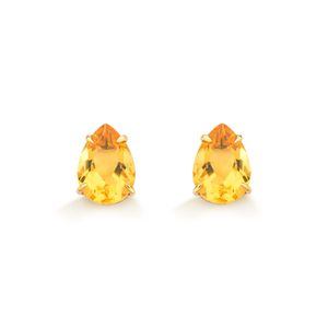 Brinco com Gota de Citrino em Ouro Amarelo 18k