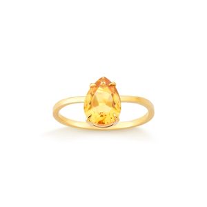 Anel com Gota de Citrino em Ouro Amarelo 18k