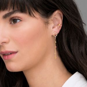 Piercing em Ouro Amarelo com Citrino, Topázio Incolor, Turmalina Rosa