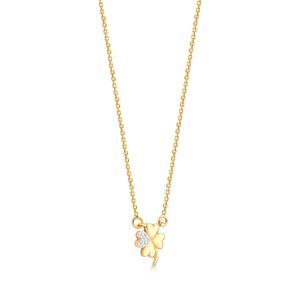 Colar Trevo Cravejado em Prata 925 com Banho de Ouro amarelo 18k
