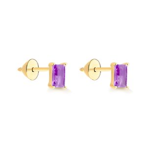 Brinco com Ametista em Ouro Amarelo 18k