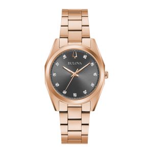 Relógio Bulova Surveyor Feminino em Aço Rosé com Diamantes 97P156