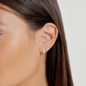 Brinco Ear Hook Duplo Torcido em Prata 925 com Banho de Ouro Amarelo 18k