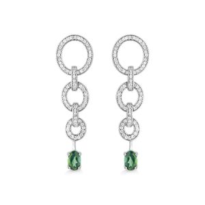 Brinco Elos Maxi com Topázio Verde e Safira em Prata 925