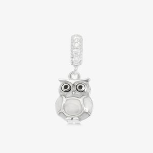 Charm Mãe Coruja Cravejado em Prata 925
