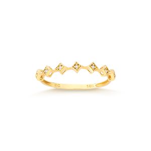 Anel com Diamantes, em Ouro  Amarelo 18K