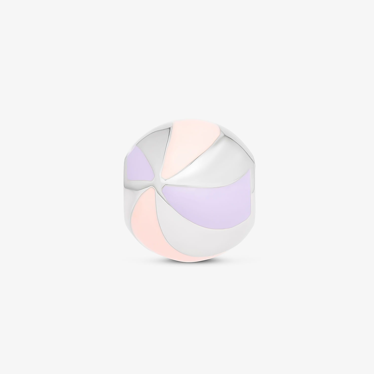 Bola de limpeza facial com design colorido em tons de branco, lilás, cinza e pêssego.