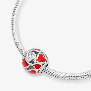 Charm Coração Vermelho Cravejado em Prata 925