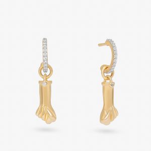 Argola Figa Cravejado em Prata 925 com Banho de Ouro Amarelo 18k