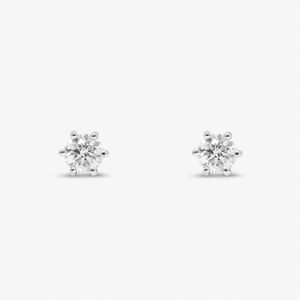 Brinco Solitário com 100 Pontos de Diamantes em Ouro Branco 18k