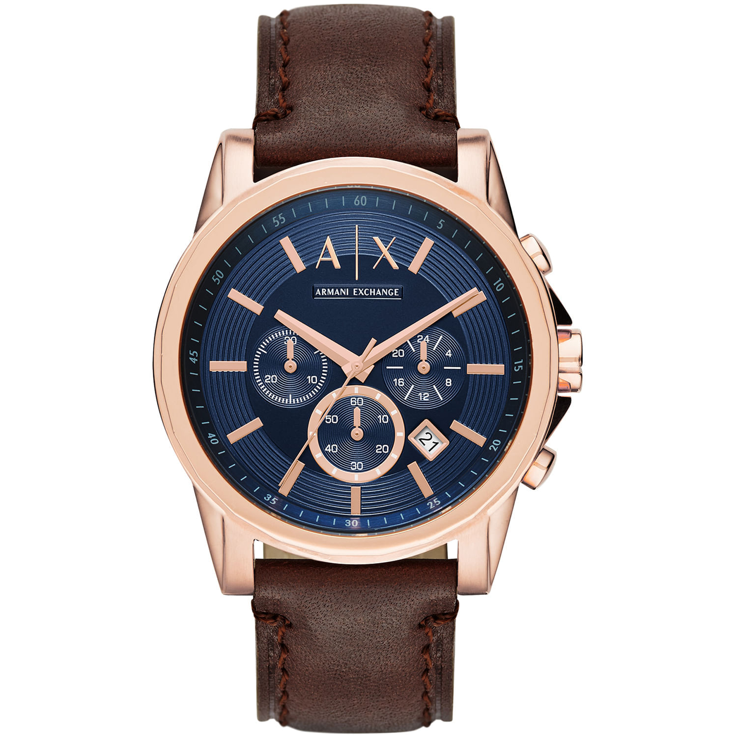 Relógio Armani Exchange Cronógrafo Masculino em Couro Marrom